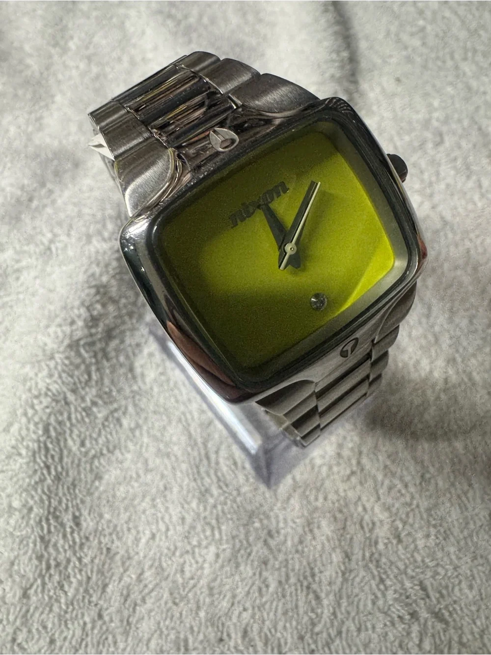 Nixon Stainless Steel Watch with Lime Yellow Dial